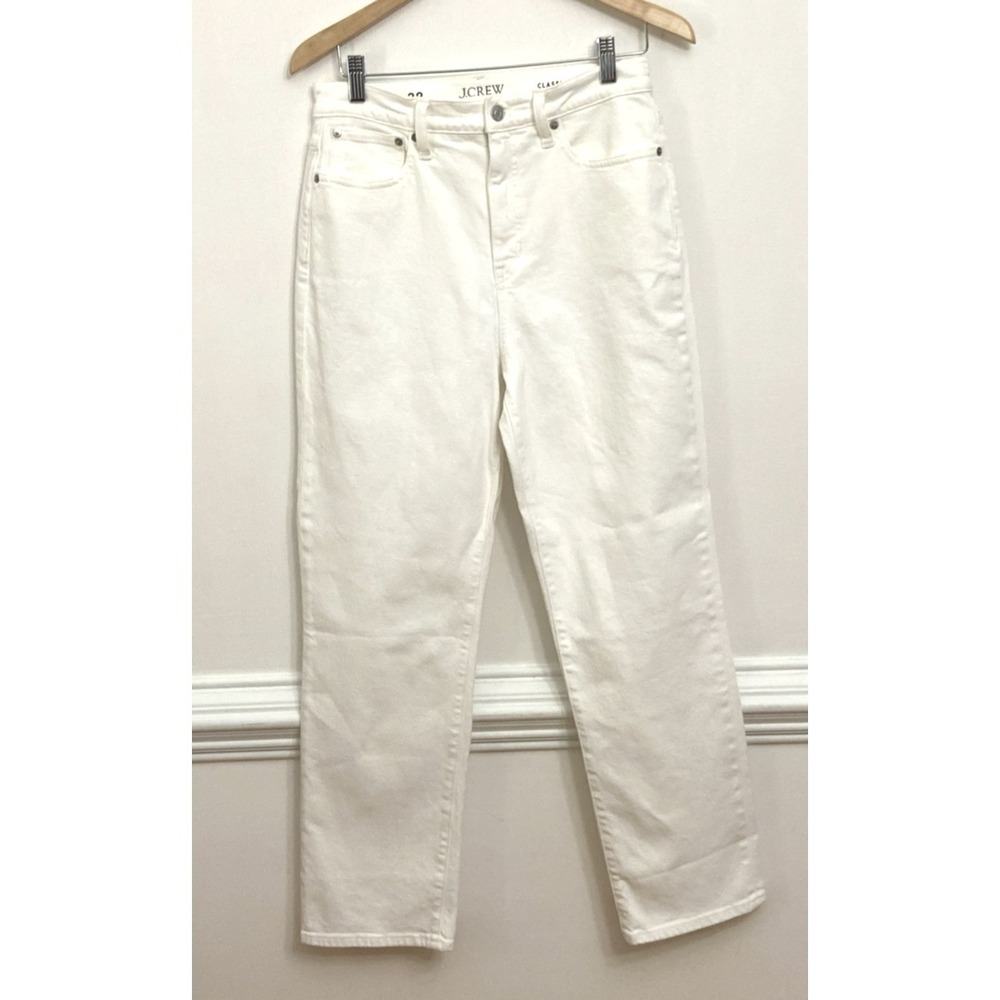 J Crew Classic Straight‎ Jeans Women's Sz 28 White Denim Cotton Stretch